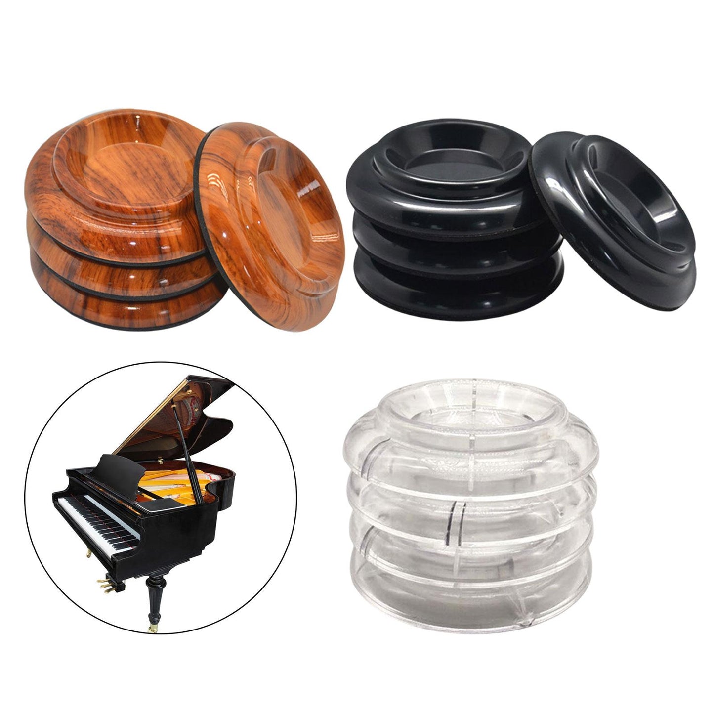 4 Pcs/Set Piano Caster Cups ABS Protection Floor Non Slip Anti Noise Foot Pad Upright Piano Parts Support for Grand Pianos