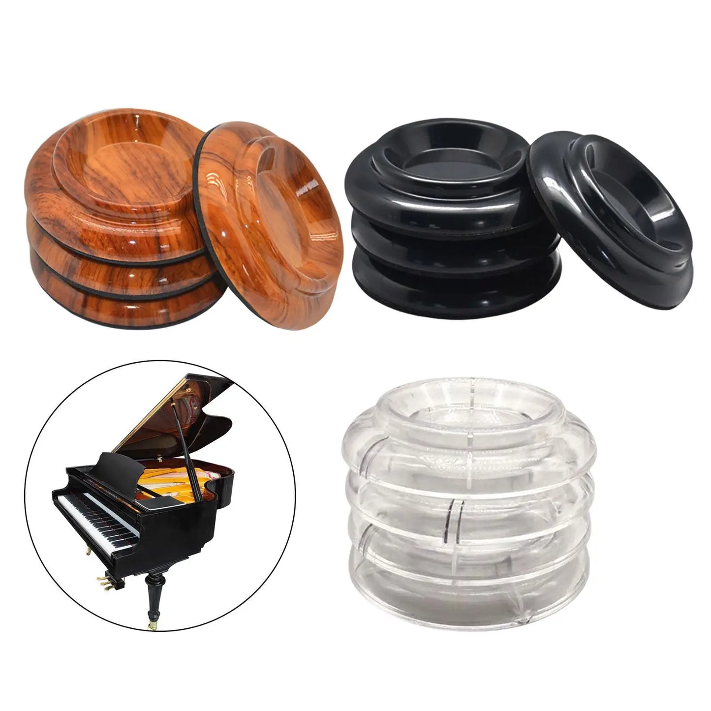 4 Pcs/Set Piano Caster Cups ABS Protection Floor Non Slip Anti Noise Foot Pad Upright Piano Parts Support for Grand Pianos