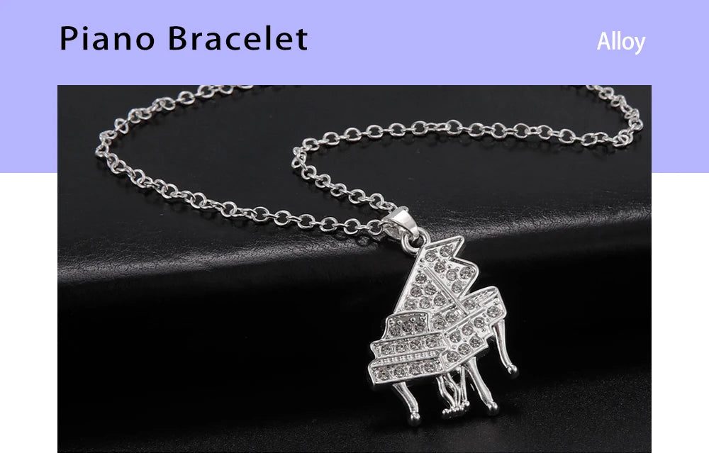 Grand Piano Necklace With Crystal Zircon