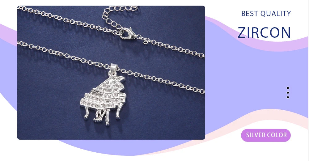 Grand Piano Necklace With Crystal Zircon