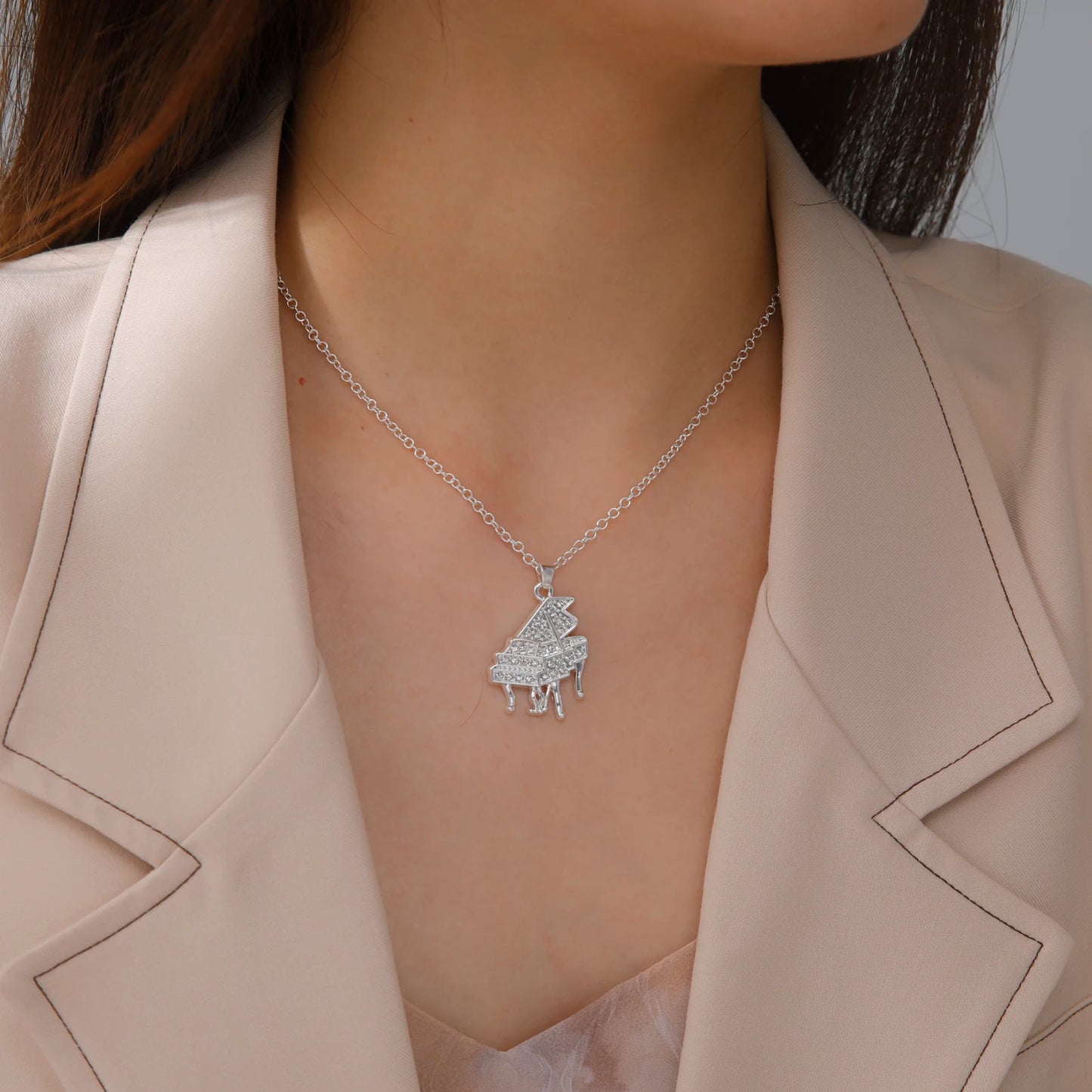 Grand Piano Necklace With Crystal Zircon