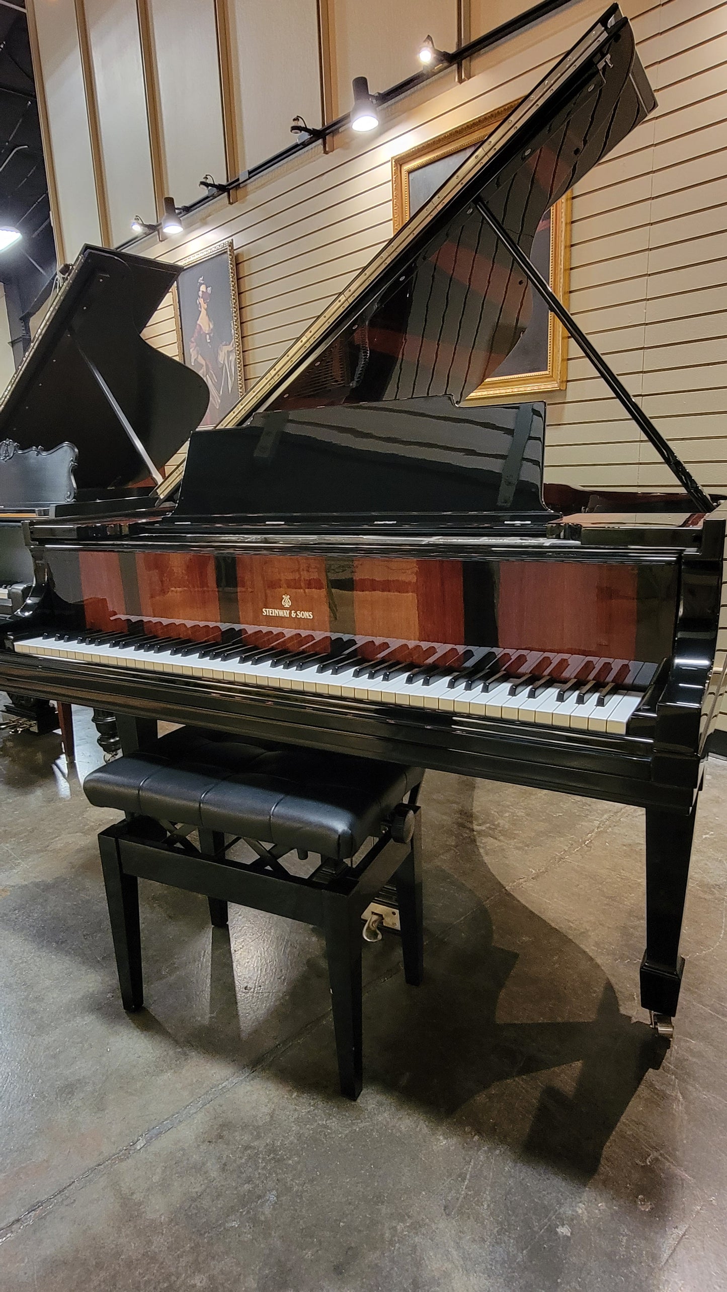 STEINWAY AND SONS | 1926 | M | 5'7" | HIGH POLISH EBONY WITH MACASSAR HIDDEN BEAUTY | $41,900