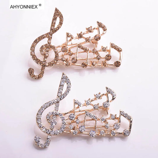 Crystal Music Note Brooch