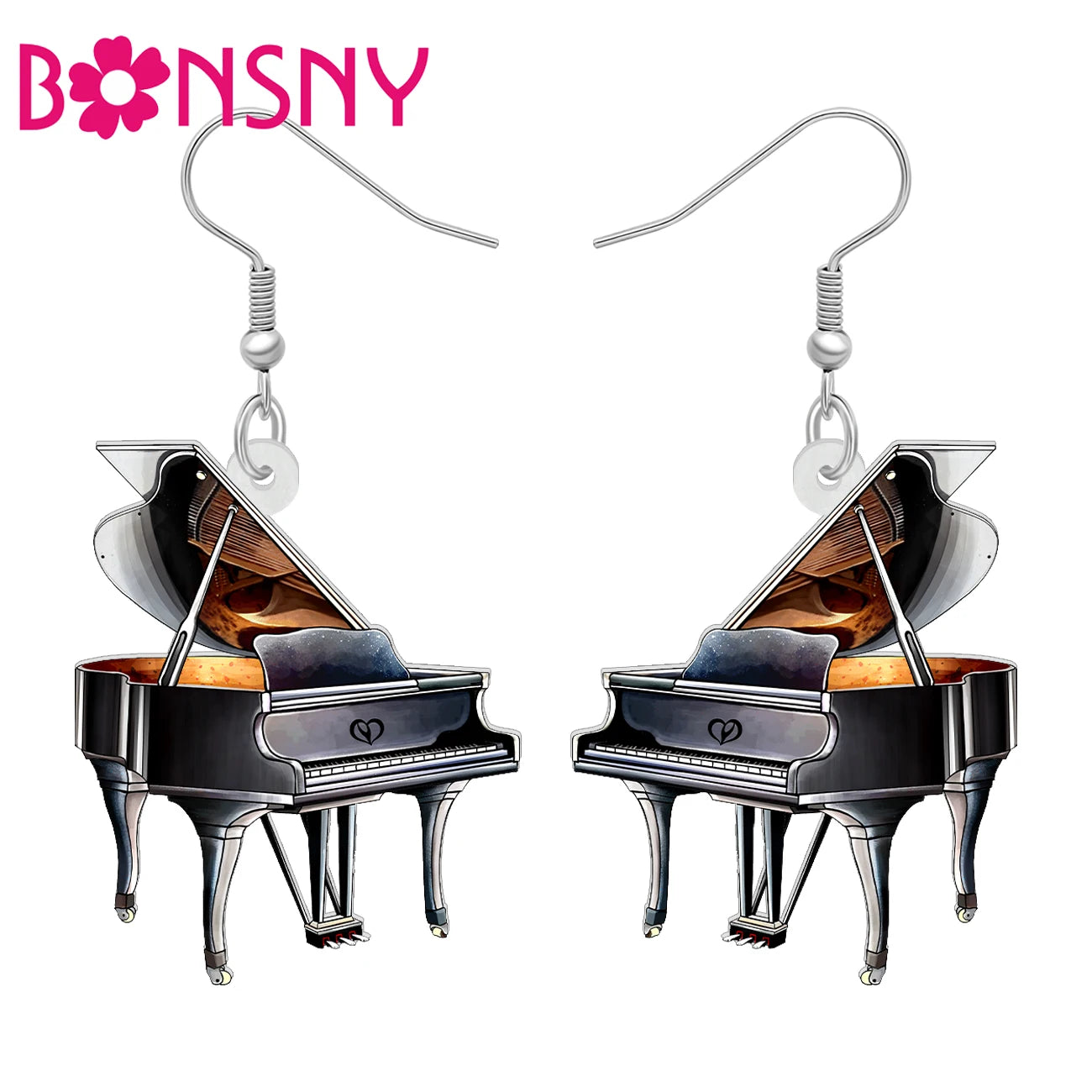 Acrylic Black Piano Earrings