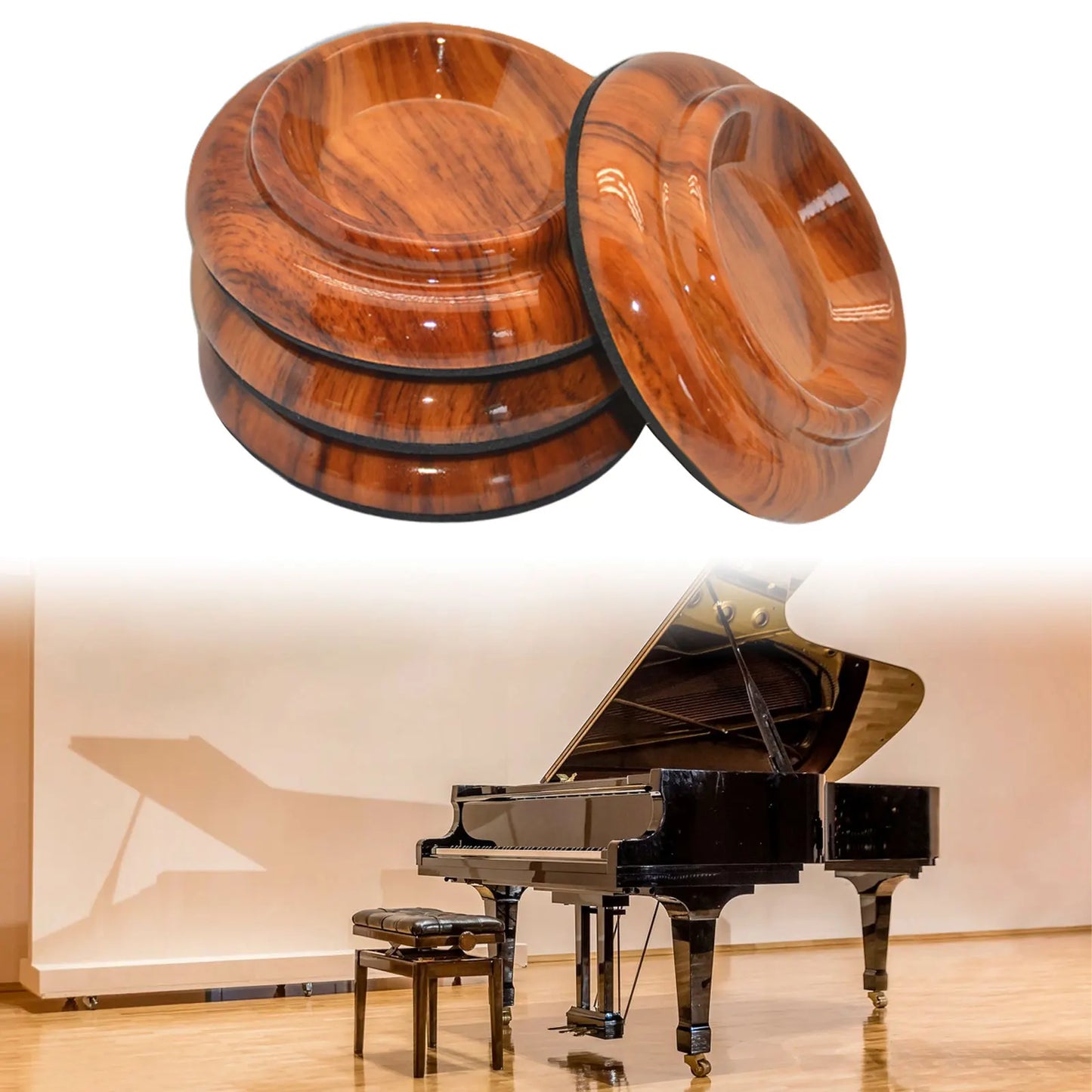 4 Pcs/Set Piano Caster Cups ABS Protection Floor Non Slip Anti Noise Foot Pad Upright Piano Parts Support for Grand Pianos