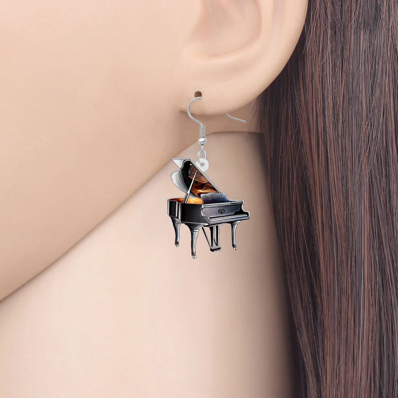 Acrylic Black Piano Earrings