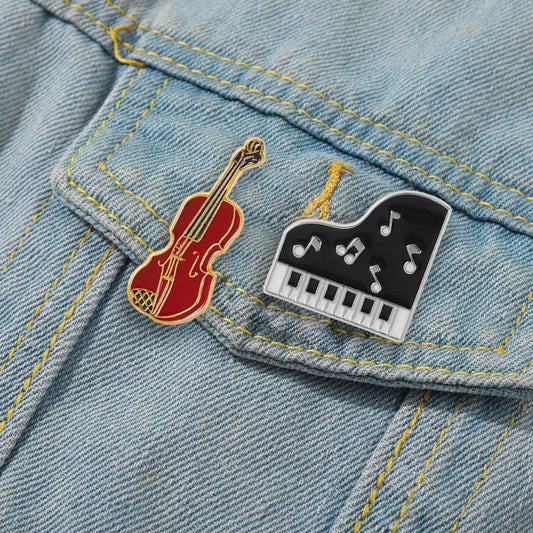 Enamel Pins Piano, Violin, Guitar, Trumpet