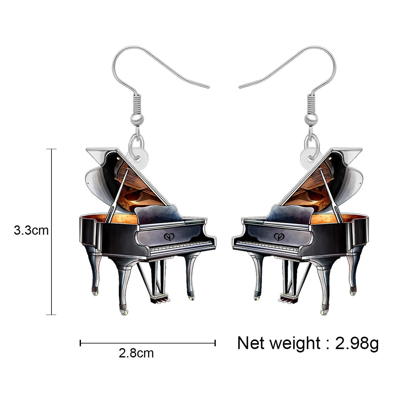 Acrylic Black Piano Earrings