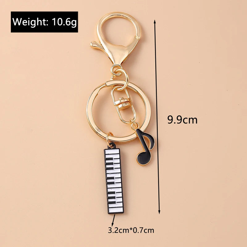 Piano Music Note Keychain